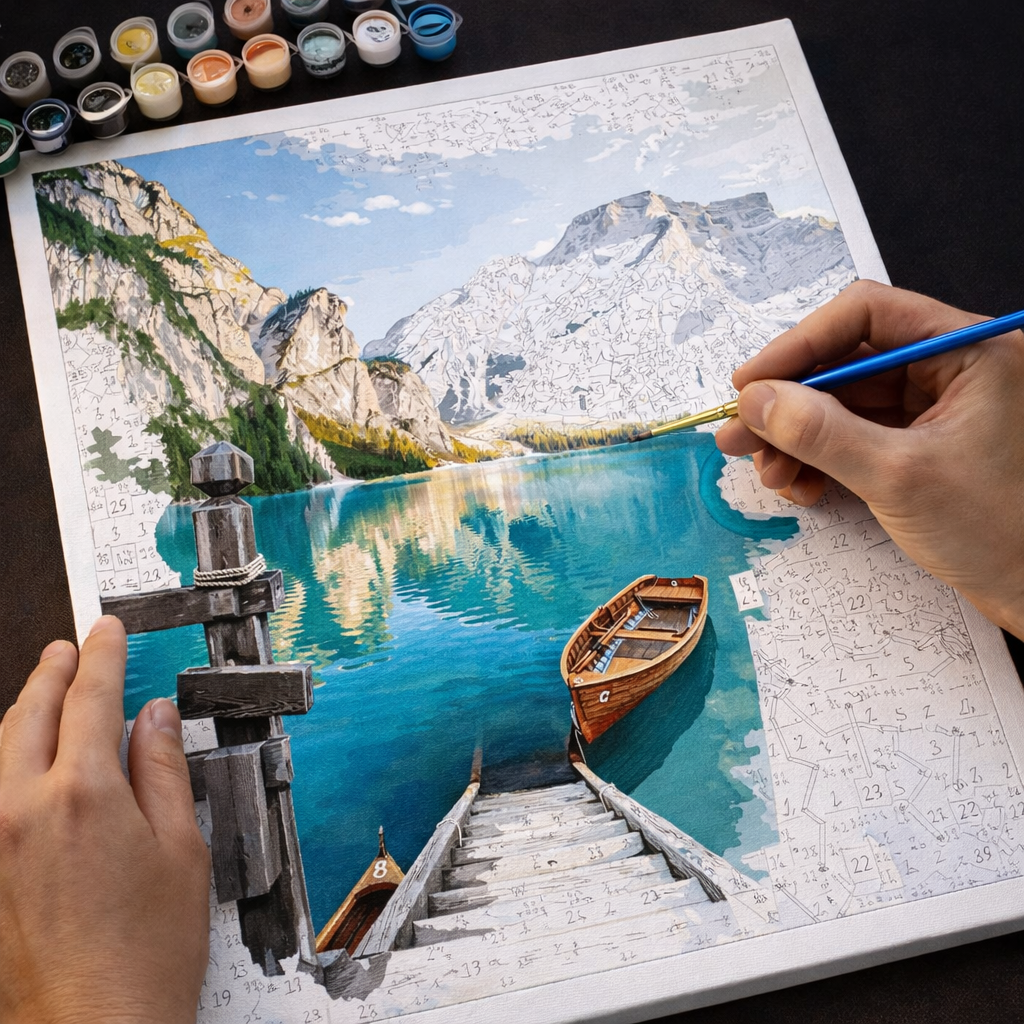 İtalya Braies (Prags) Gölü Sayılarla Boyama Seti - Görsel 5