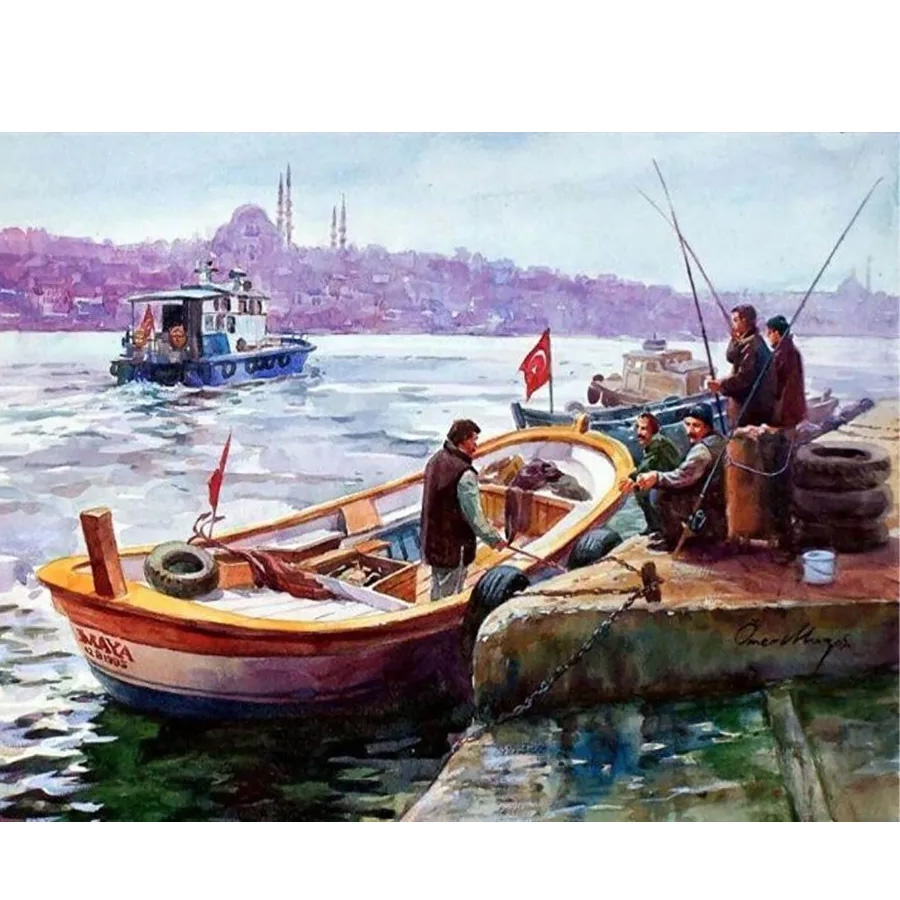 Boğazdaki Sandal Sayılarla Boyama Seti