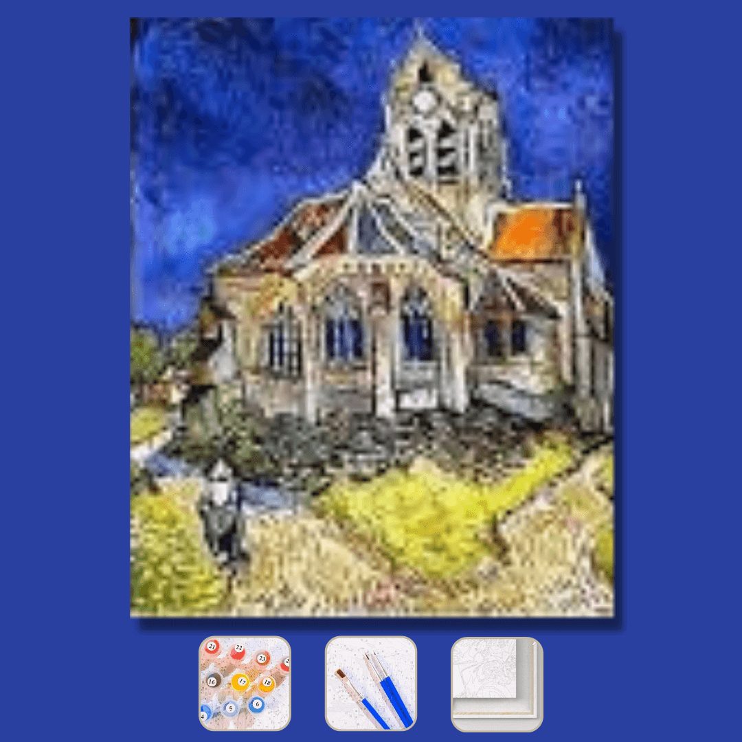 Van Gogh Auvers'deki Kilise Sayılarla Boyama Seti