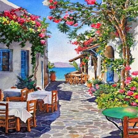 Bodrum Taş Sokaklar Sayılarla Boyama Seti Çerçeveli 40x50