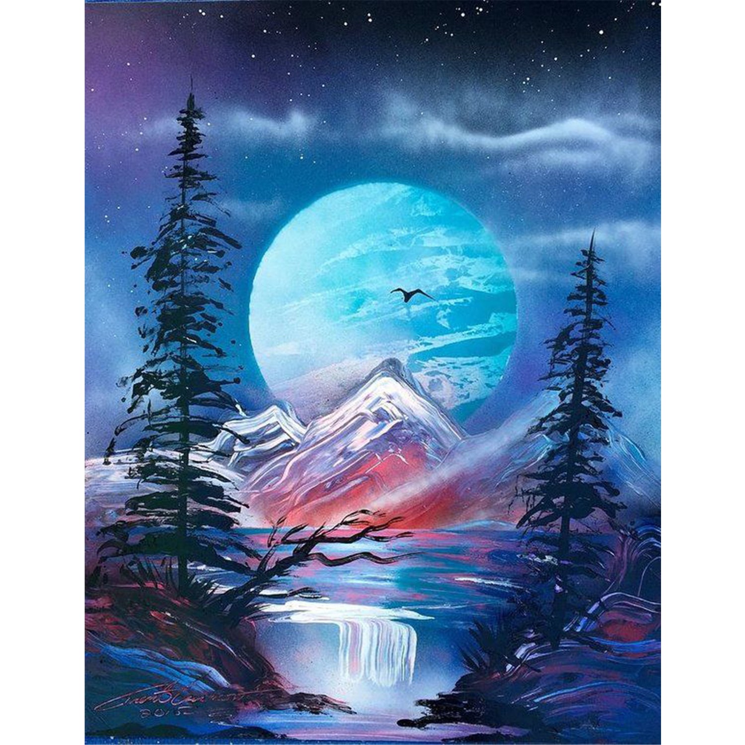 Gizemli Dolunay Sayılarla Boyama Seti Çerçeveli 40x50