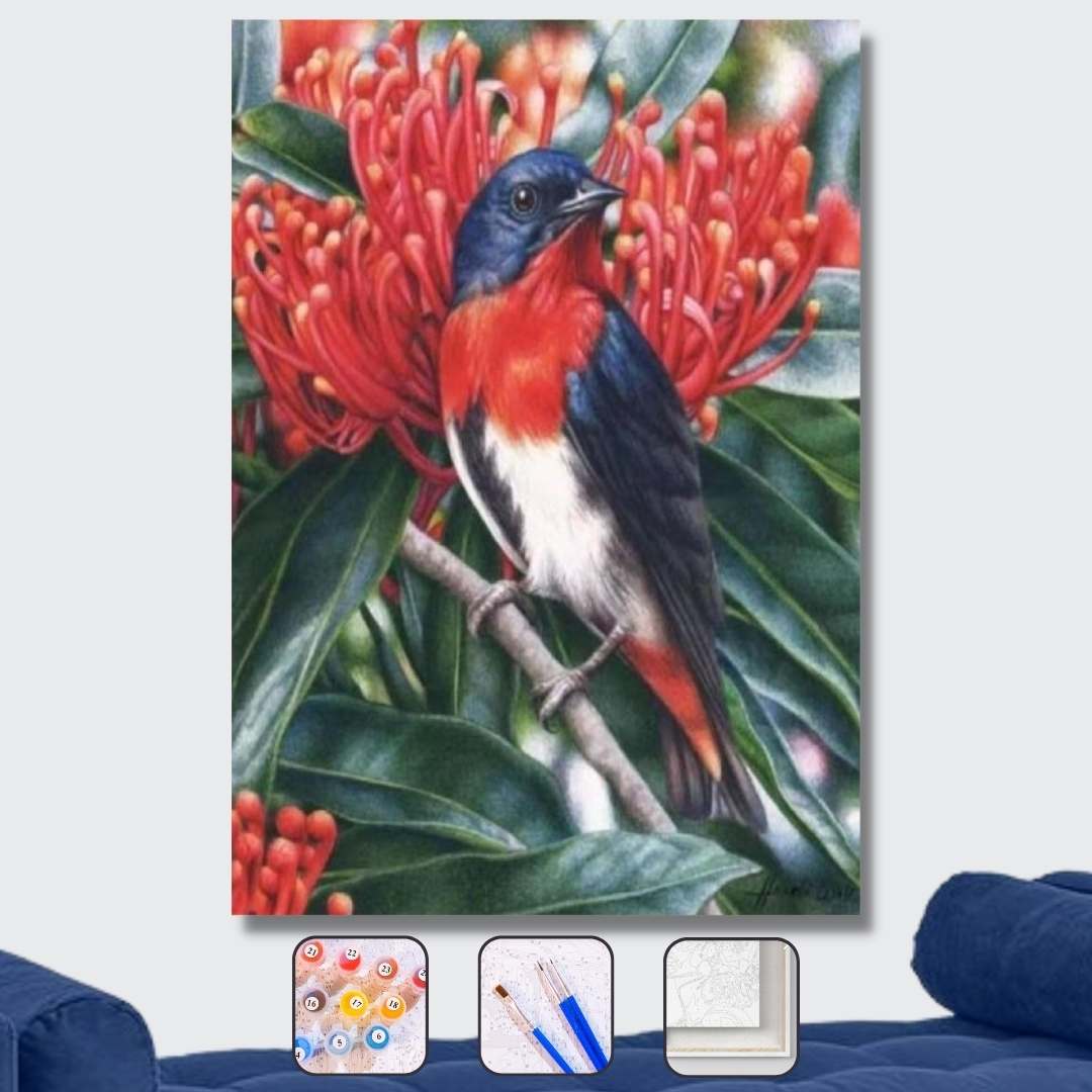 Kuş Yaşamı Sayılarla Boyama Seti Çerçeveli 40x50