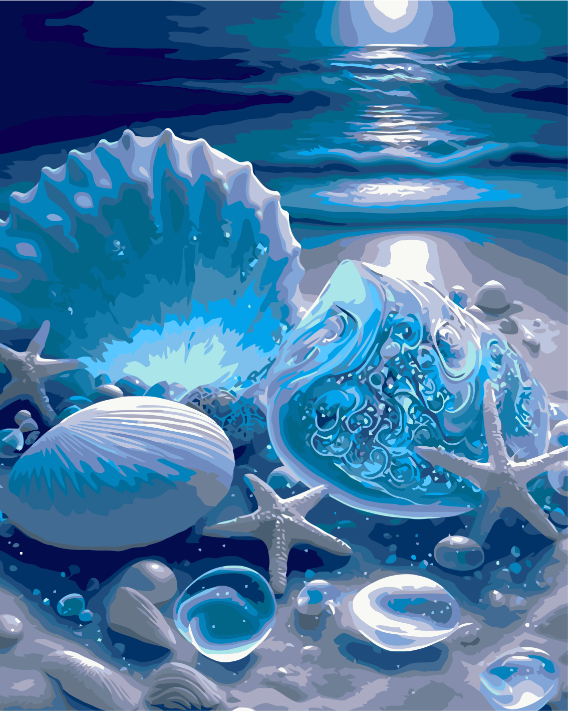 Deniz Kabukları ve İstiridye Sayılarla Boyama Seti