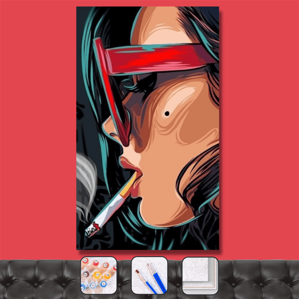 Gözlüklü Kadın Sayılarla Boyama Seti