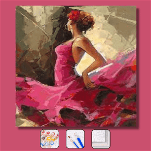 Pembe Elbiseli Kadın Sayılarla Boyama Seti