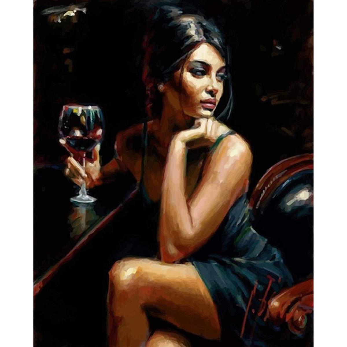 Şarap Kadın Sayılarla Boyama Seti