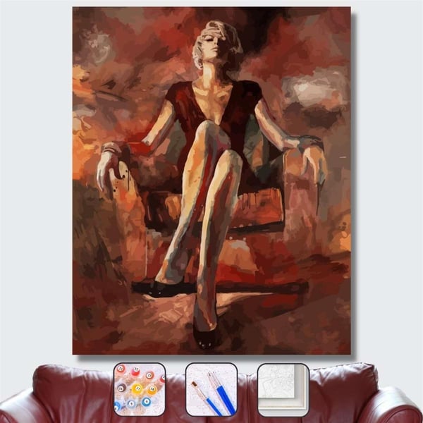 Sarışın Kadın Duruşu Sayılarla Boyama Seti