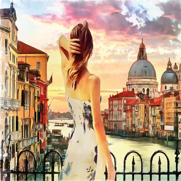 Manzaraya Bakan Kadın Sayılarla Boyama Seti