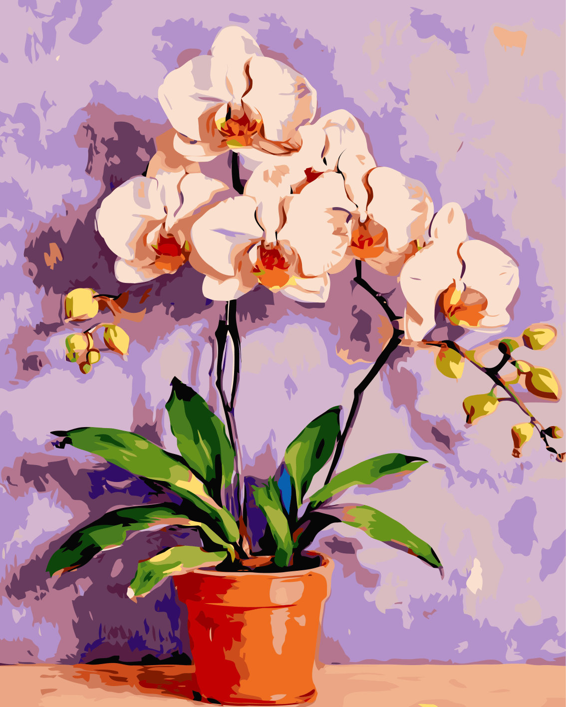 Saksıda Beyaz Orkide  Sayılarla Boyama Seti