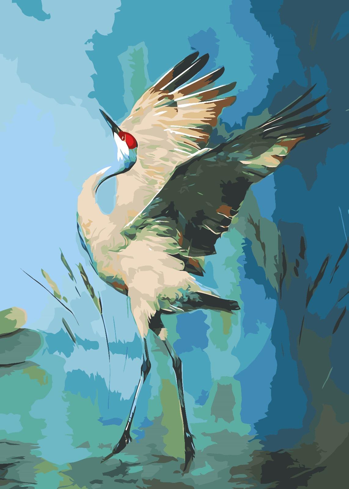 Kırmızı Taçlı Turna Sayılarla Boyama Seti