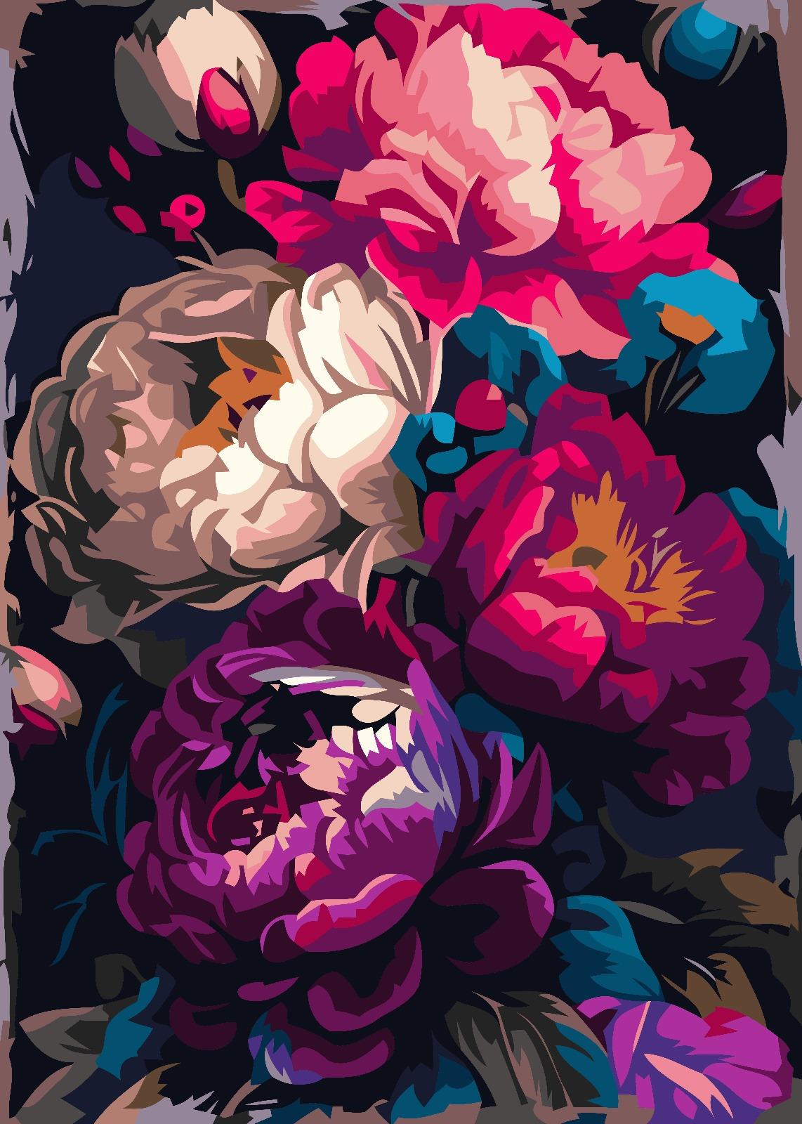 Renkli Çiçekler Sayılarla Boyama Seti