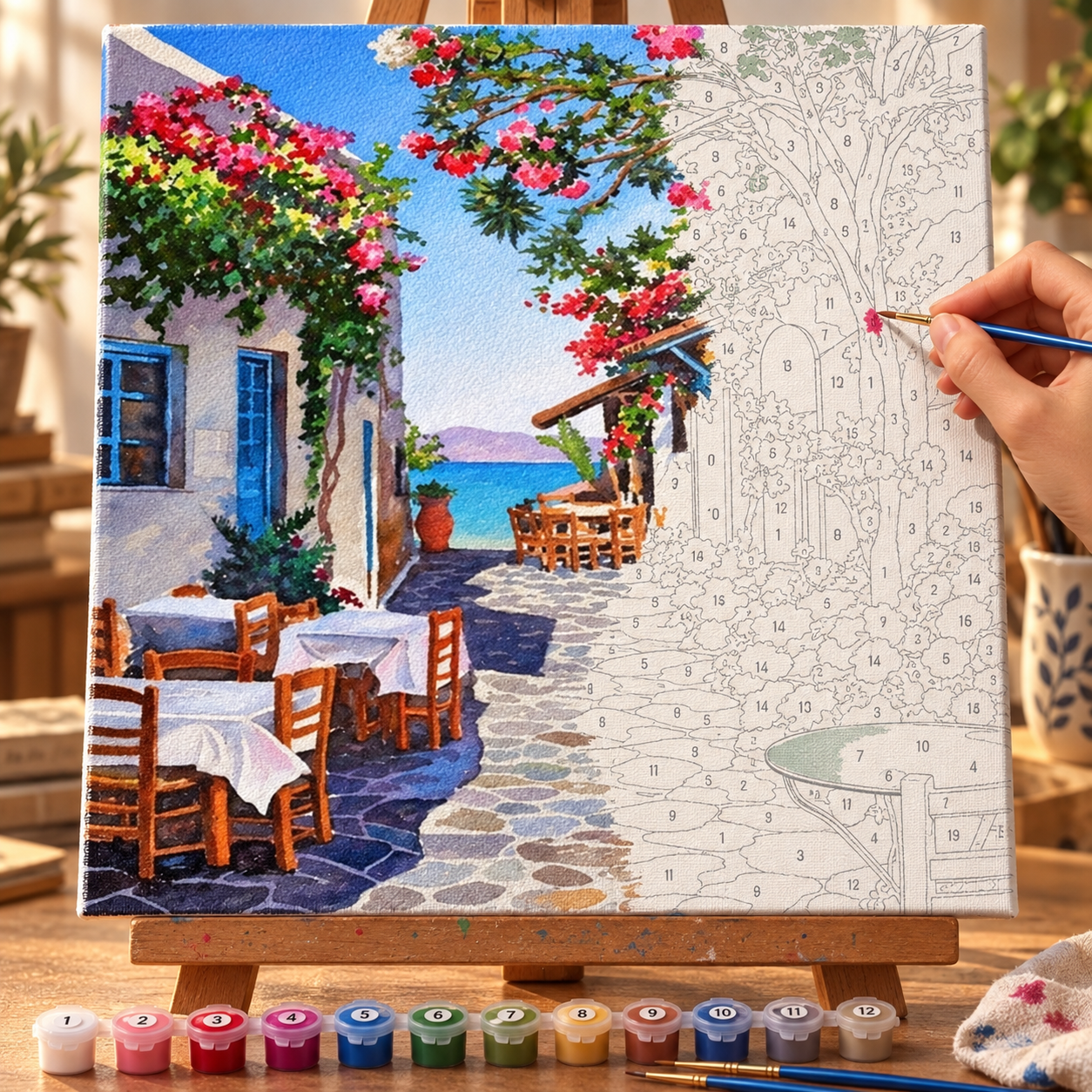 Bodrum Taş Sokaklar Sayılarla Boyama Seti - Görsel 2