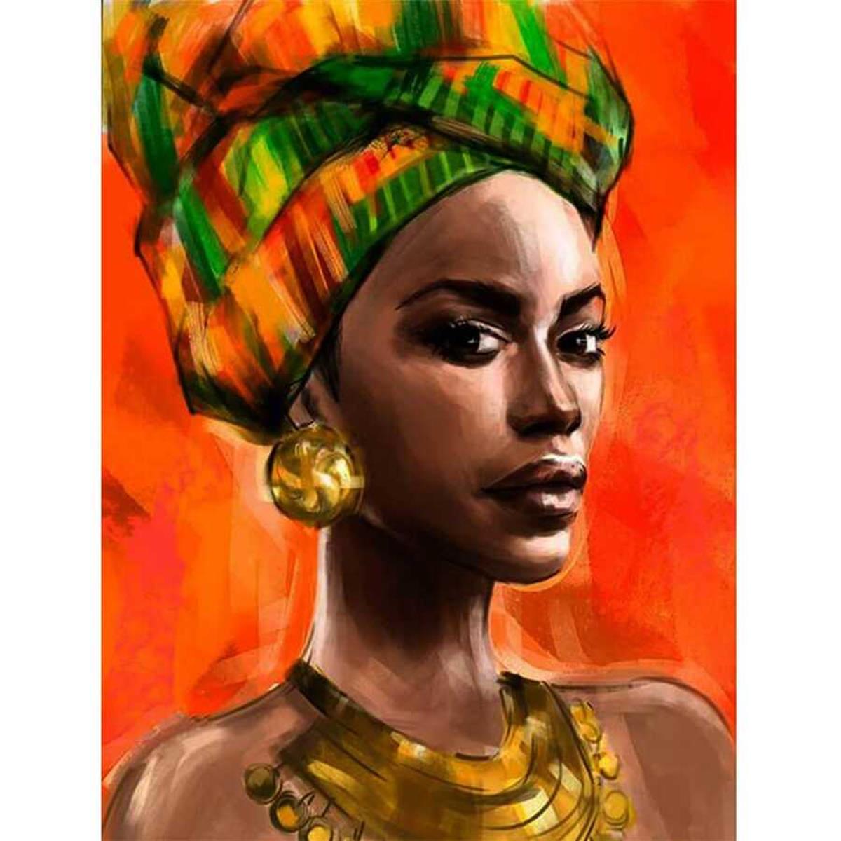 Afrikalı Güzel 7 Sayılarla Boyama Seti 40x50cm