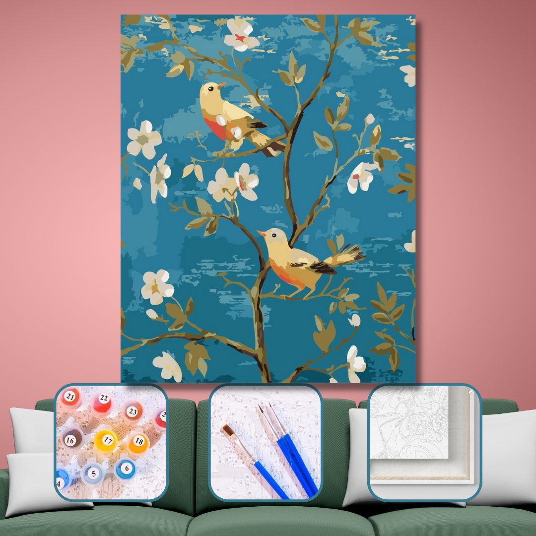 Daldaki Kuşlar 2 Sayılarla Boyama Seti 40x50cm