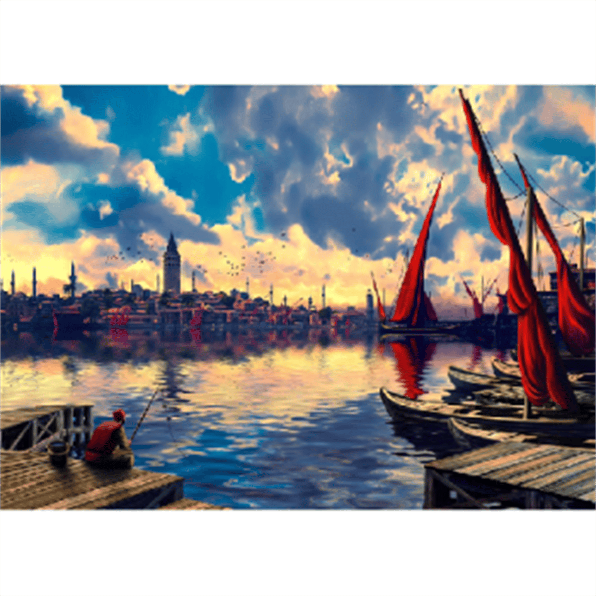 Galata da Balık Keyfi Sayılarla Boyama Seti 40x50cm