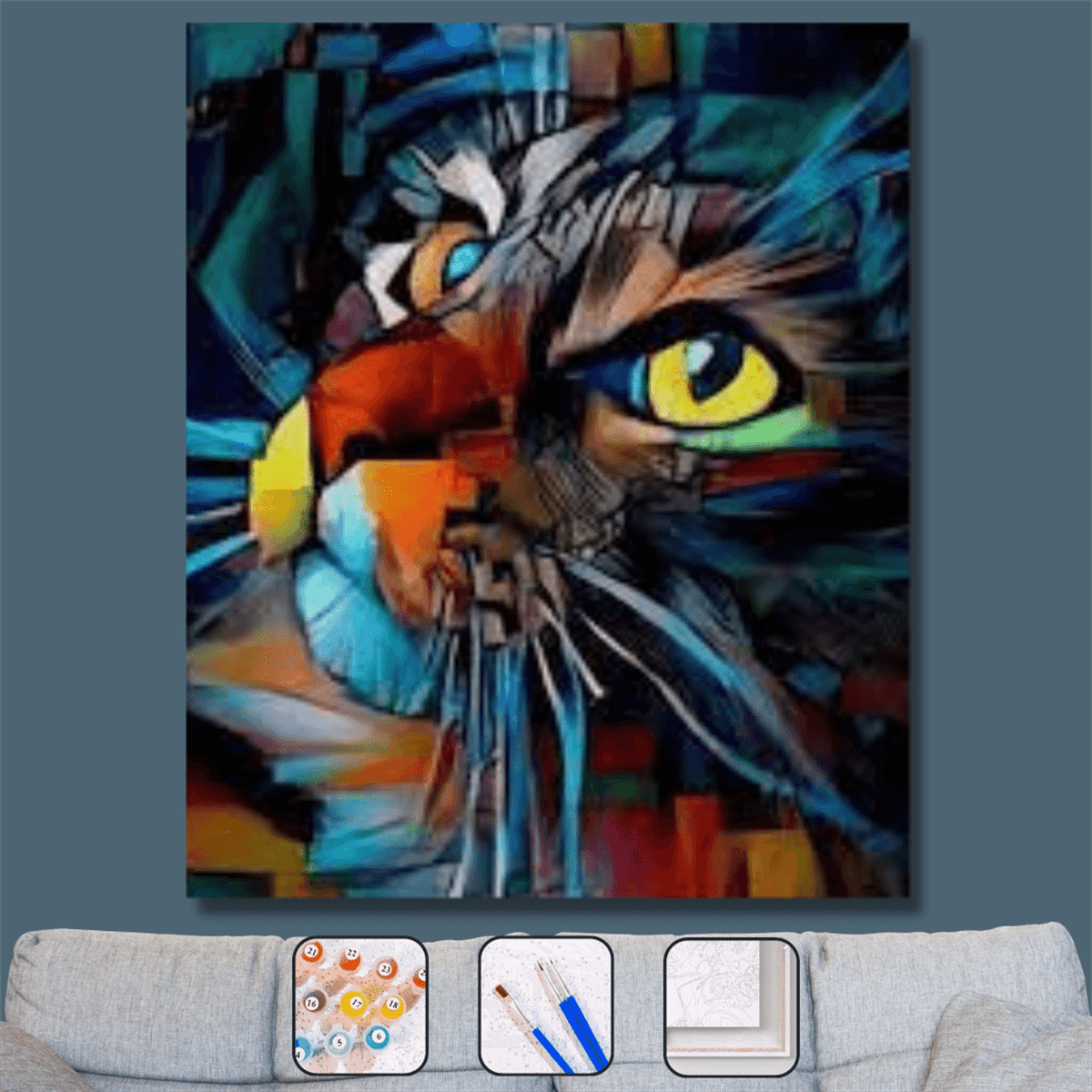 Kedinin Bakışı Sayılarla Boyama Seti 40x50cm