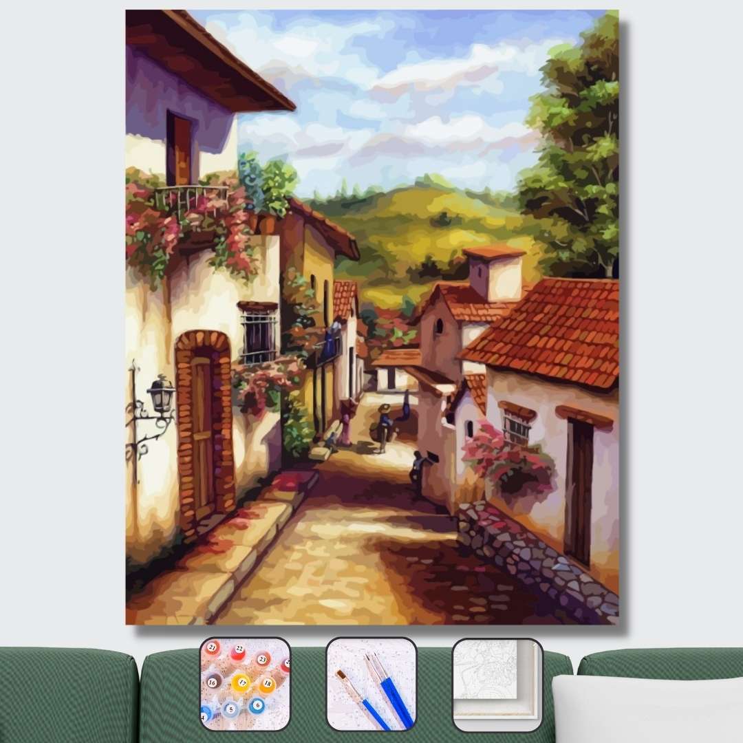 Taş Evler Sayılarla Boyama Seti 40x50cm