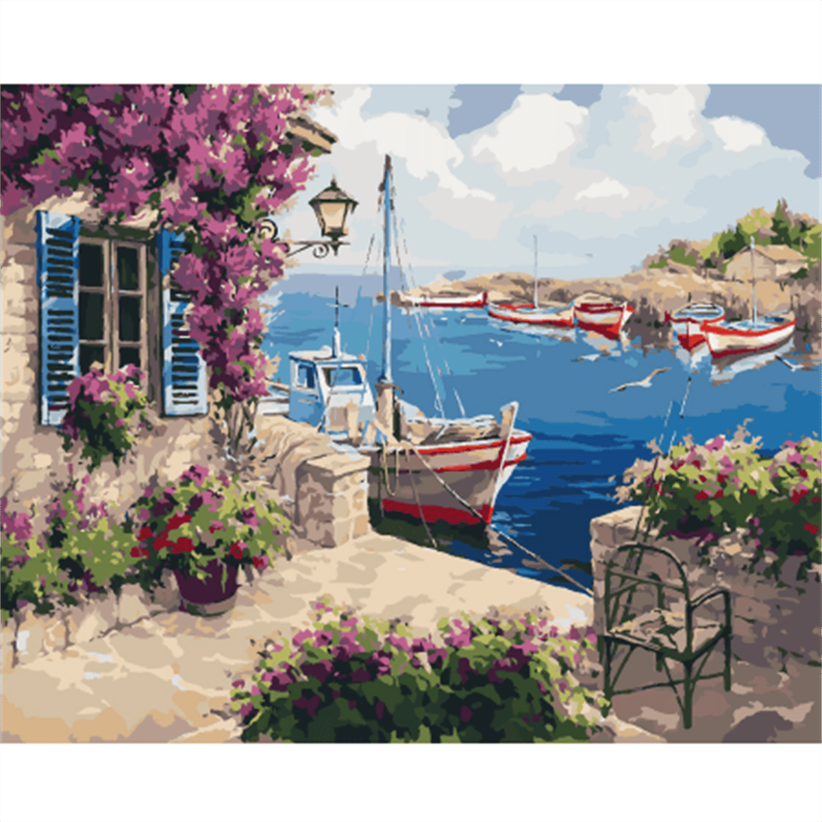 Yazlıktaki Tekne Sayılarla Boyama Seti 40x50cm