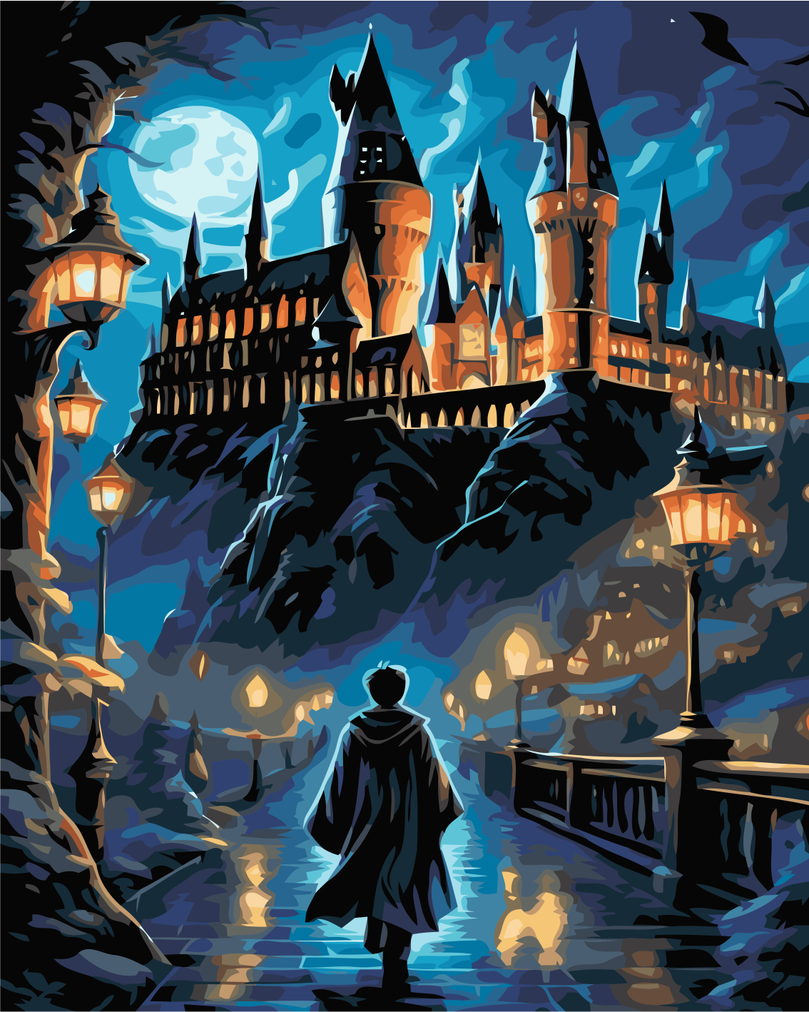 Ay Işığında Hogwarts Yolu Sayılarla Boyama Seti
