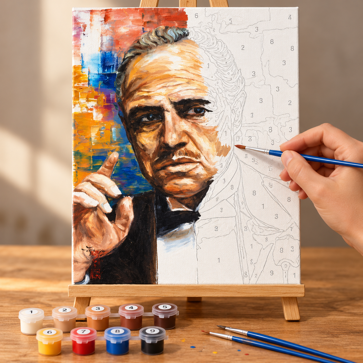 Godfather'ın Güçlü Portresi Sayılarla Boyama Seti - Görsel 2