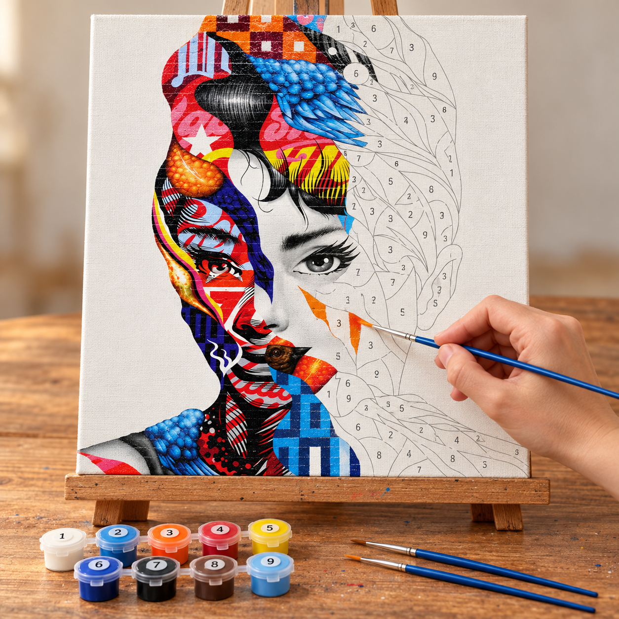 Desenlerle Saklı Kadın Sayılarla Boyama Seti - Görsel 2